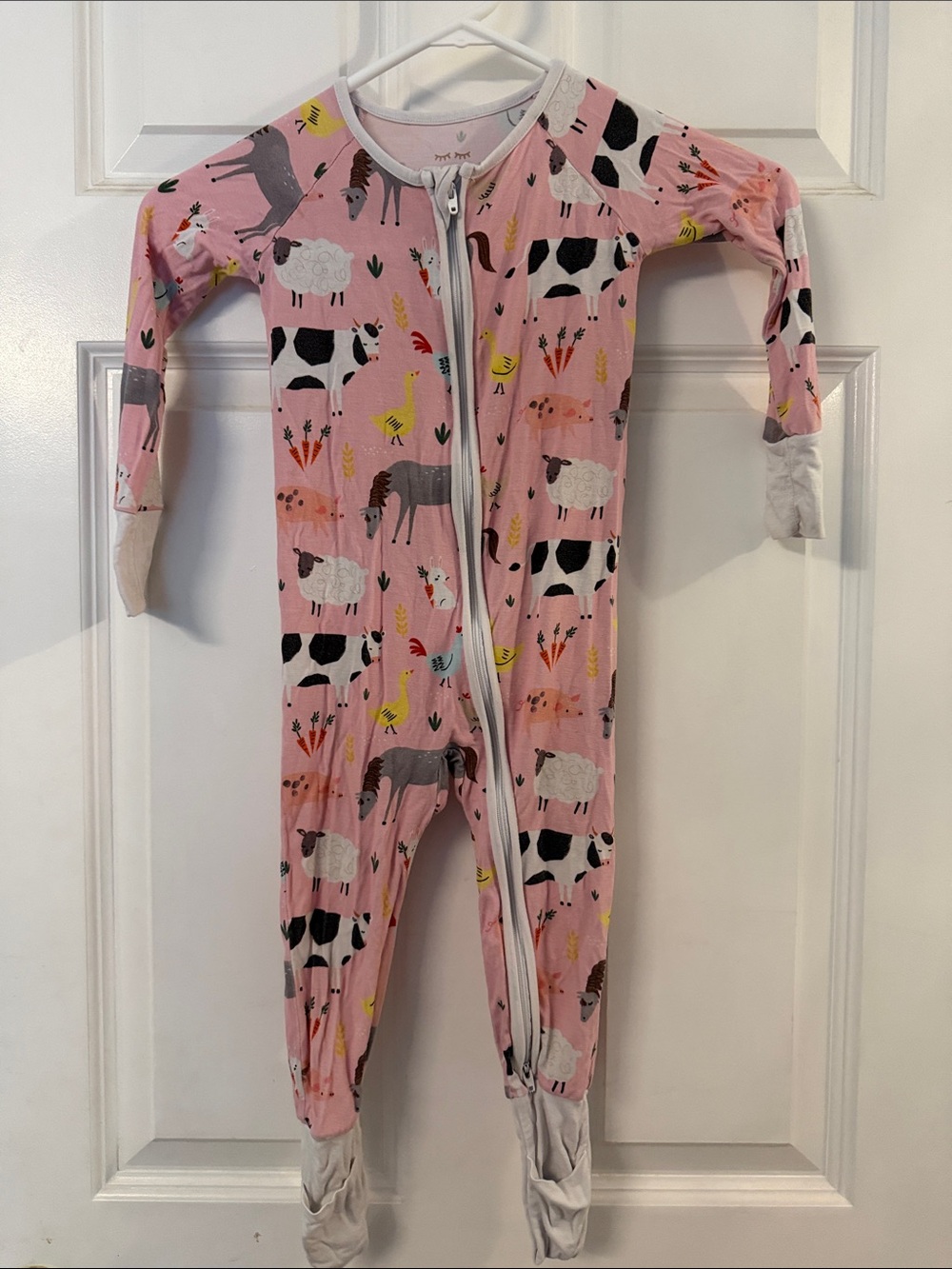 Little Sleepies Pink Farm Animal Footed One-Piece